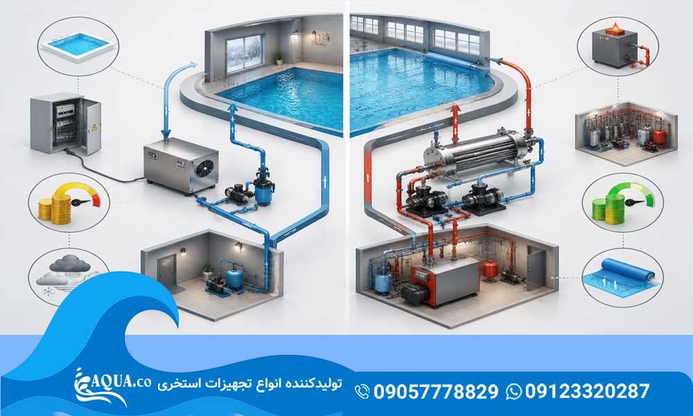 مقایسه هیتر برقی و مبدل حرارتی استخر